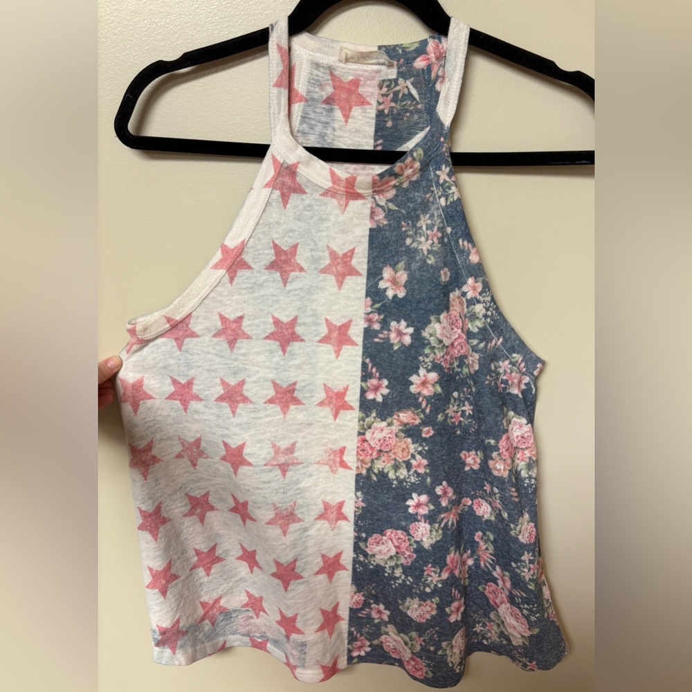 i.JOAH Star and Floral High-Neck Tank (boutique)